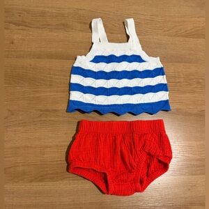 Cat & Jack Blue and White Striped Knit Tank with Red Shorts - Kids